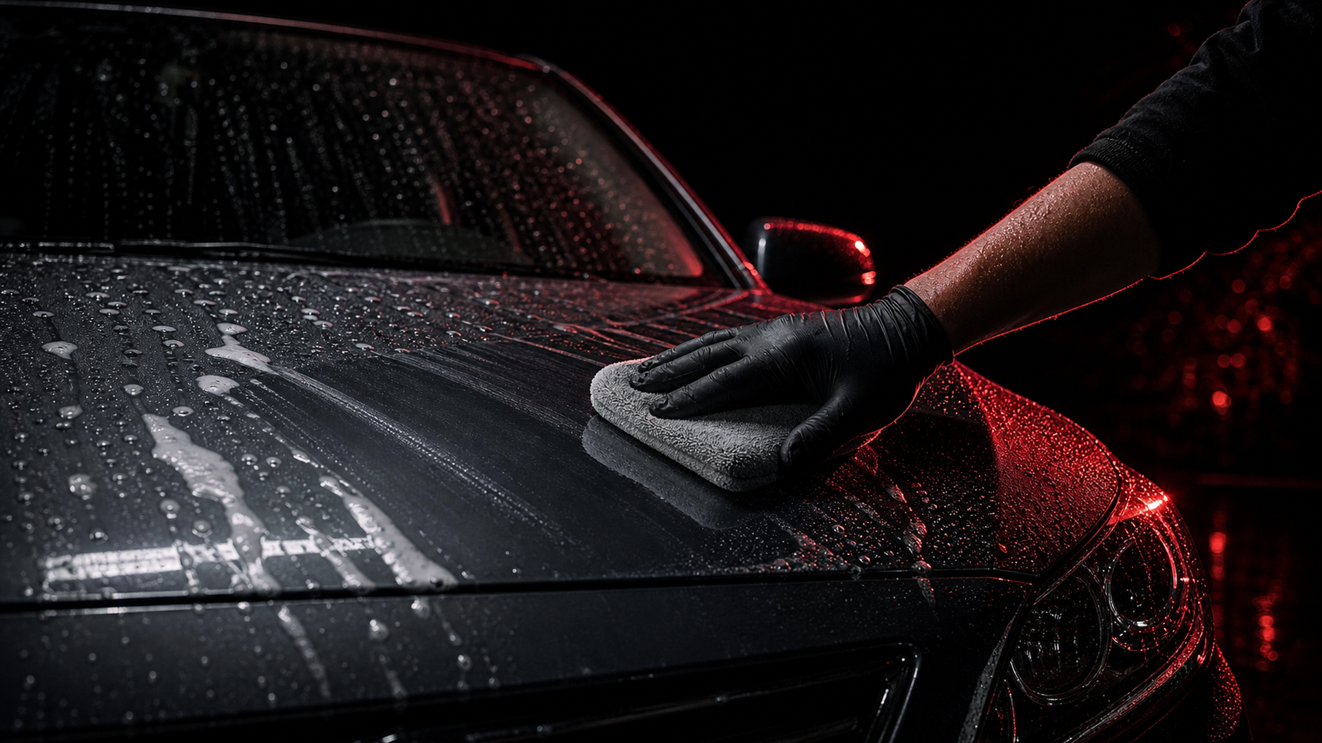 Foam-washed sedan, daylight